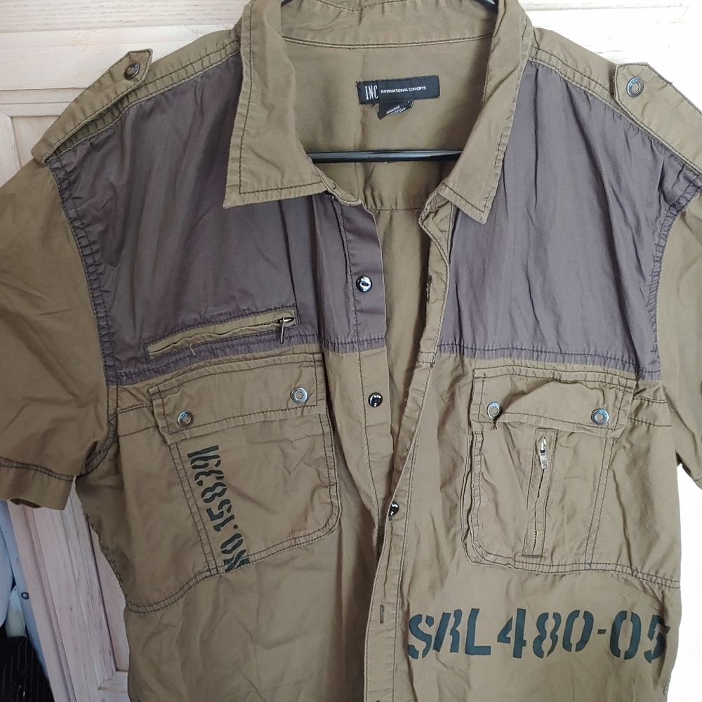 Men's INC military style button down